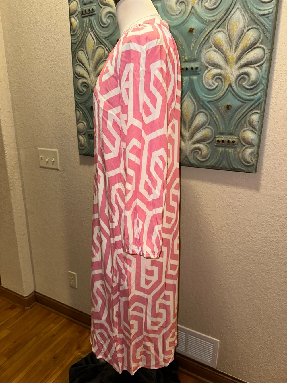 SSYS You've Got The Idea Pink Geometric Midi Dress  Medium 100% Cotton - Picture 4 of 9